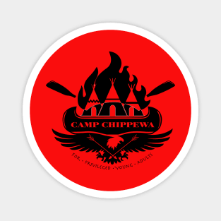 Camp Chippewa Wednesday Addams Inspired Eagle and Canoe Fan Logo in Black Magnet